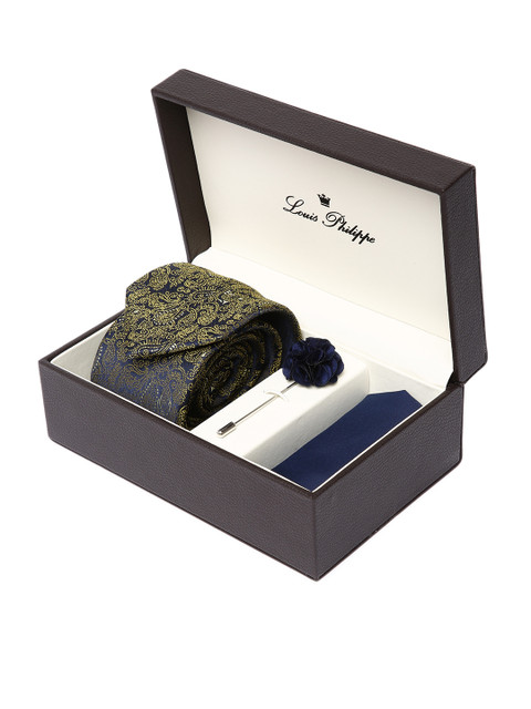 

Louis Philippe Men Navy Blue & Yellow Accessory Gift Set