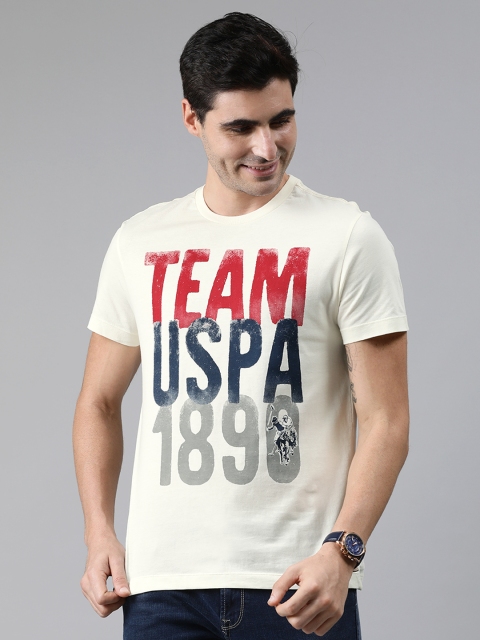 

U.S. Polo Assn. Denim Co. Men Off-White Typography Printed Round Neck T-shirt