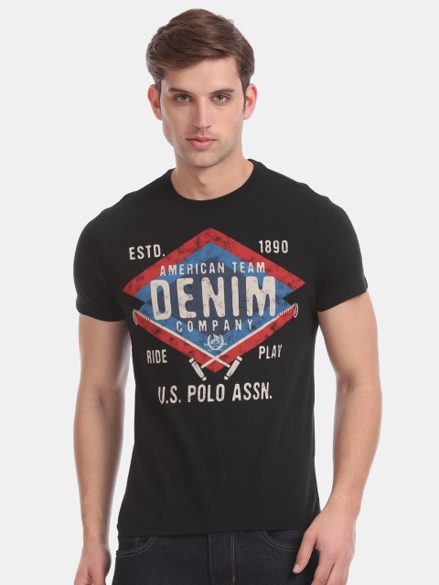 

U.S. Polo Assn. Denim Co. Men Black Printed Round Neck T-shirt