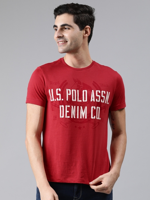 

U.S. Polo Assn. Denim Co. Men Red Typography Printed Round Neck T-shirt