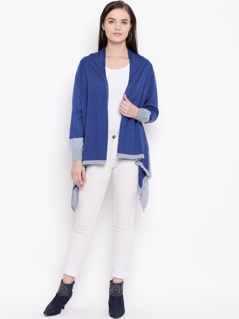 

American Eye Women Blue Solid Front Open Sweater