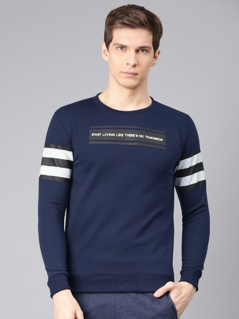 

Maniac Men Navy Blue Solid Sweatshirt
