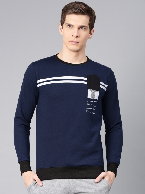 

Maniac Men Navy Blue Solid Sweatshirt
