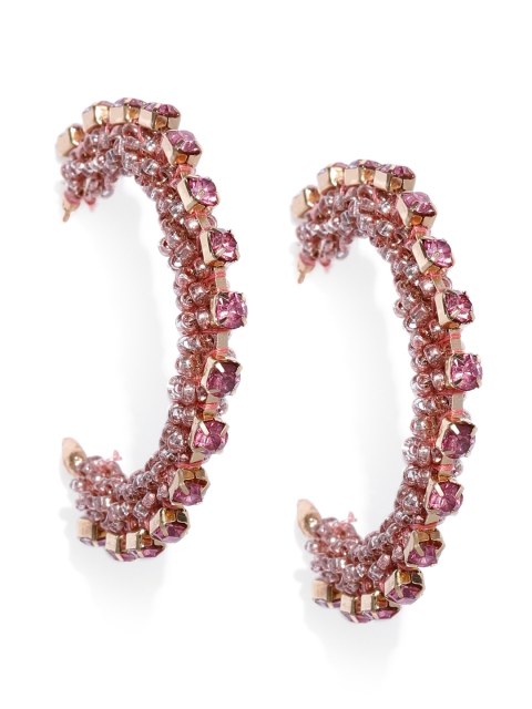 

Ayesha Rose Gold Crystal Studded Contemporary Half Hoop Earrings