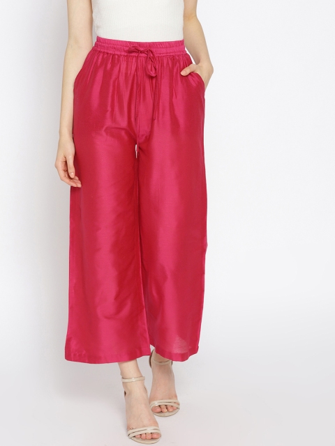 

HERE&NOW Women Pink Solid Straight Palazzos