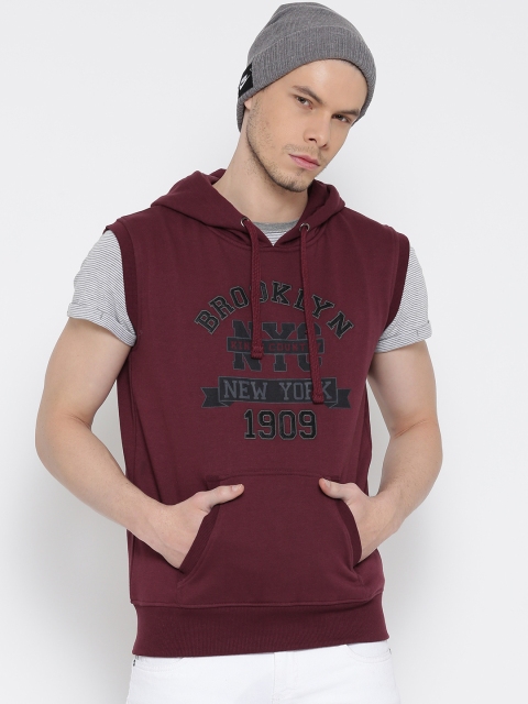 

Locomotive Maroon Printed Hooded Sweatshirt