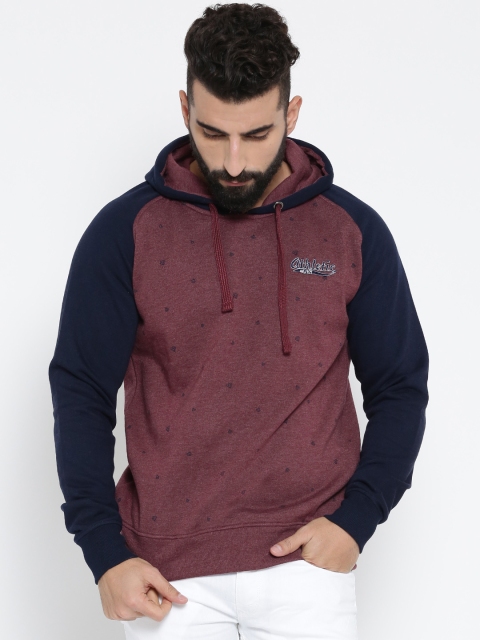 

Locomotive Burgundy Printed Hooded Sweatshirt