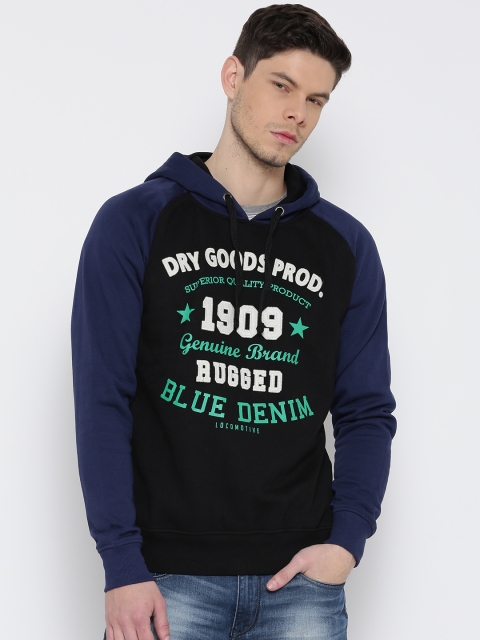 

Locomotive Black & Navy Printed Hooded Sweatshirt