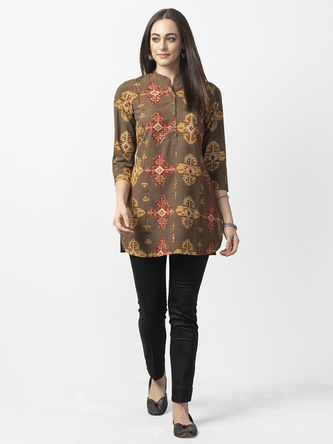 

Fabindia Brown & Beige Kalamkari Print Tunic