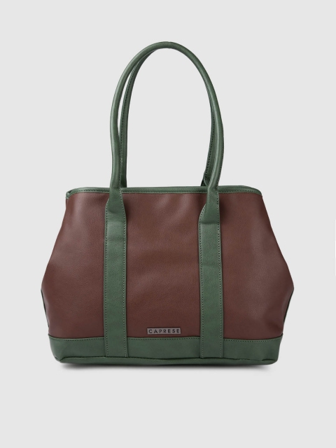 

Caprese Green & Brown Solid Shoulder Bag
