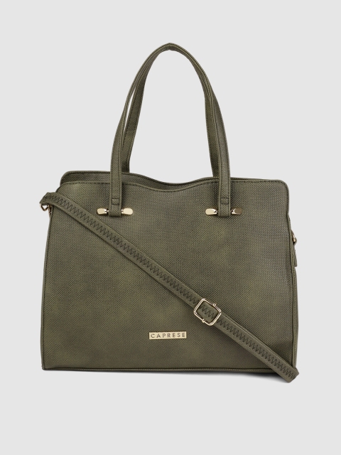 

Caprese Olive Green Textured Shoulder Bag