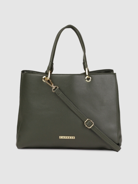 

Caprese Olive Green Solid Handheld Bag