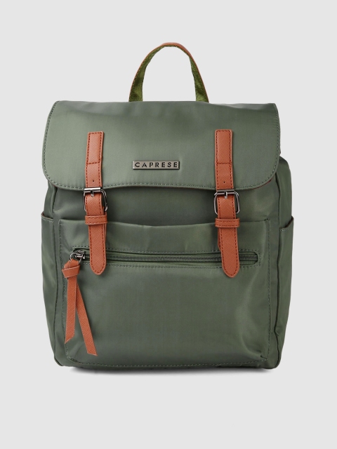 

Caprese Women Olive Green Solid Backpack