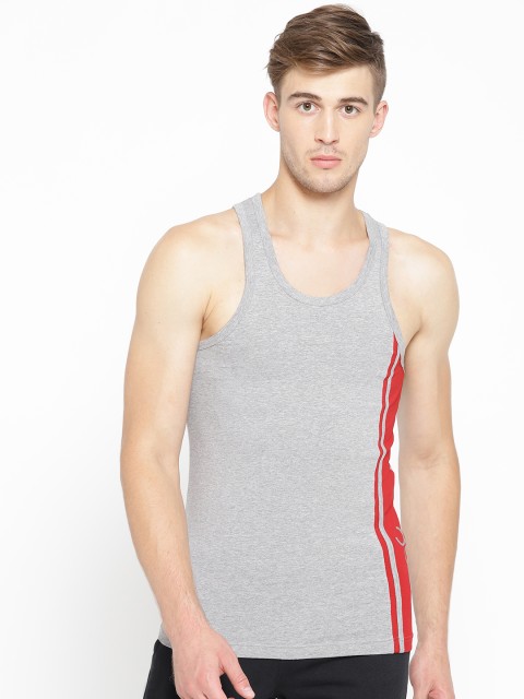 

One8 Men Grey Melange & Red Colourblocked Gym Vest 209