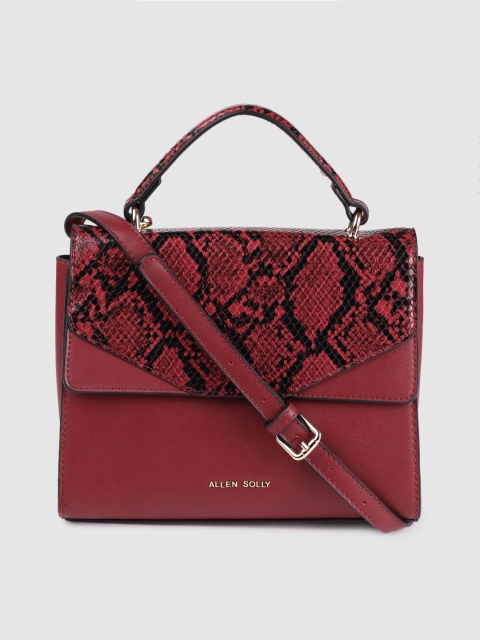 

Allen Solly Women Burgundy Textured Satchel