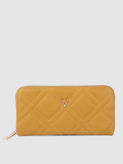 

Allen Solly Women Mustard Yellow Quilted Zip Around Wallet