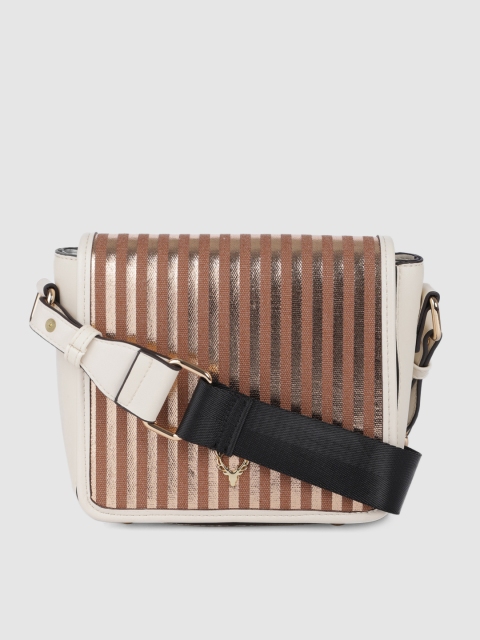 

Allen Solly Beige & Bronze-Toned Colourblocked Sling Bag