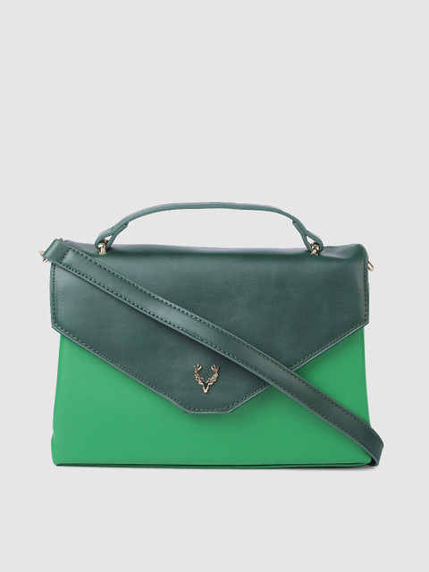 

Allen Solly Green & Dark Green Colourblocked Satchel