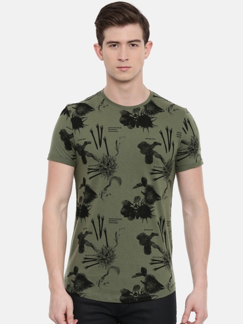 

Being Human Men Olive Green Printed Round Neck T-shirt