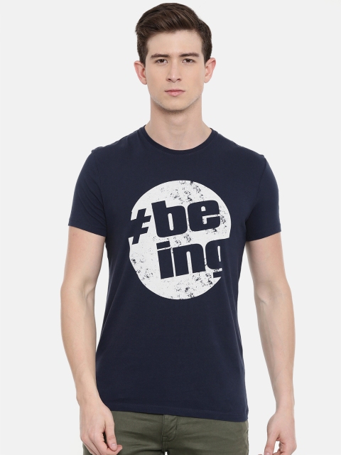

Being Human Clothing Men Navy Blue Printed Round Neck T-shirt