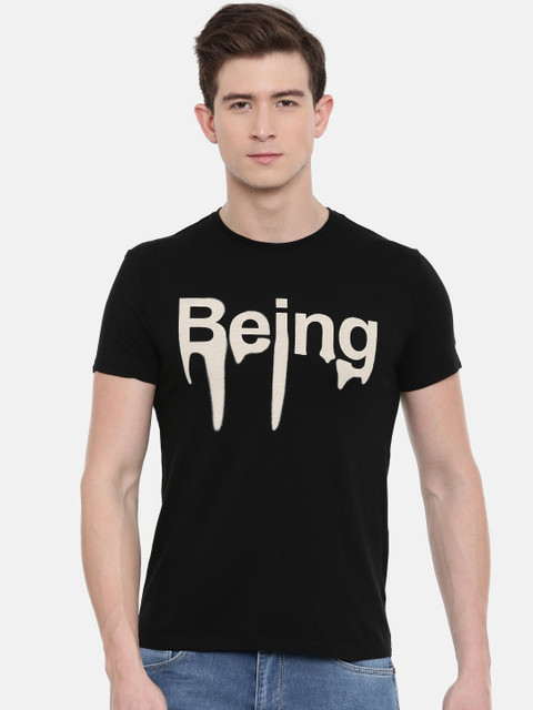 

Being Human Clothing Men Black Printed Round Neck T-shirt