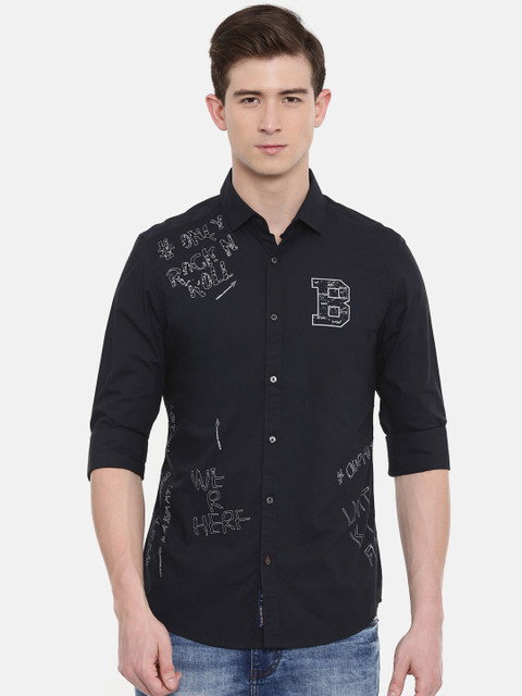 

Being Human Men Navy Blue Slim Fit Printed Casual Shirt