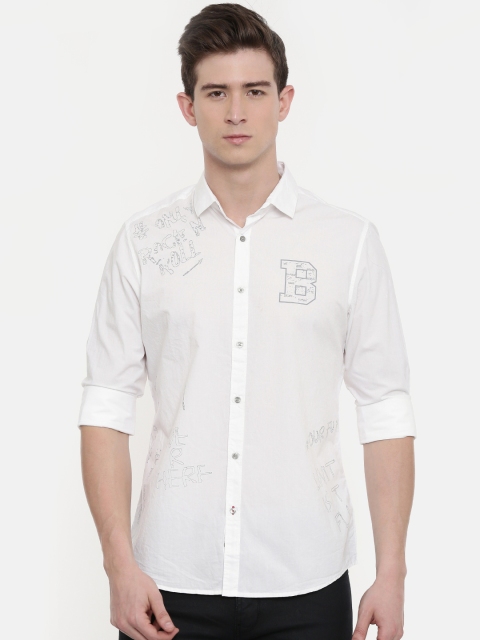 

Being Human Men White Slim Fit Printed Casual Shirt