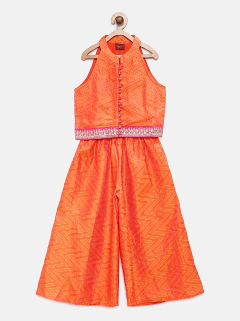 

Twisha Girls Orange Printed Top with Palazzos