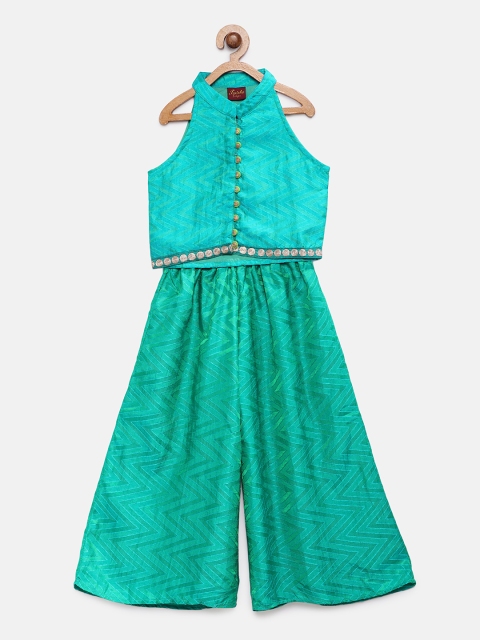 

Twisha Girls Turquoise Blue & Green Printed Top with Palazzos