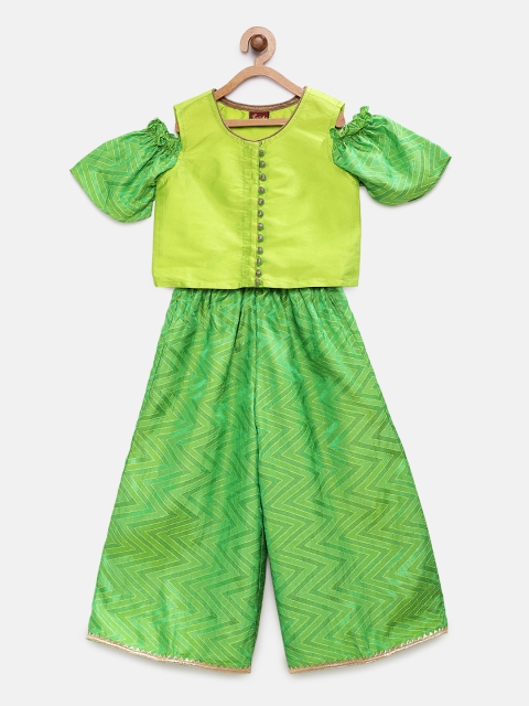 

Twisha Girls Green Printed Top with Palazzos