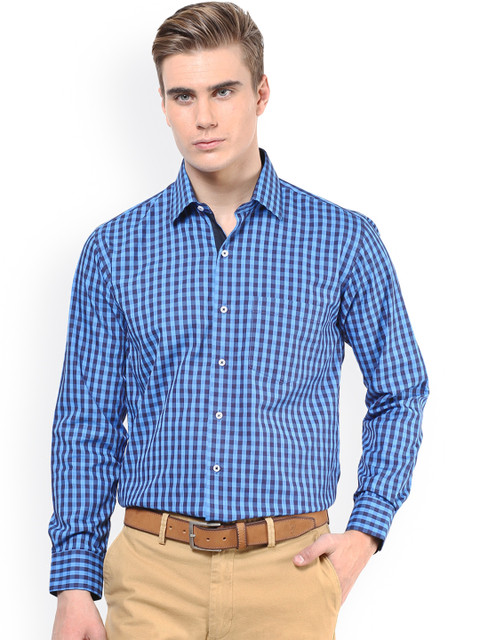 

The Vanca Blue Checked Slim Fit Casual Shirt