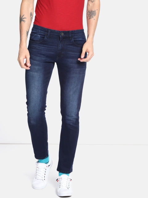 

SINGLE Men Blue Slim Fit Mid-Rise Clean Look Stretchable Cropped Jeans