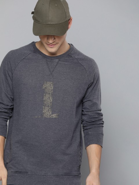 

SINGLE Men Grey Printed Sweatshirt