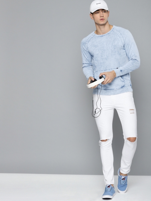 

SINGLE Men Blue Dyed Slim Fit Sweatshirt