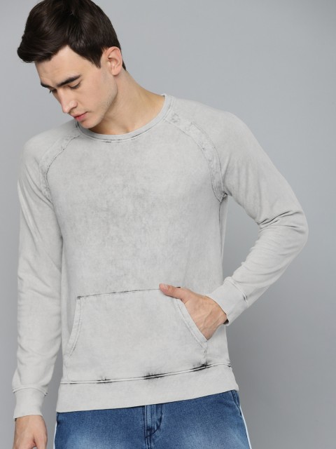 

SINGLE Men Beige Solid Slim Fit Pullover Sweatshirt