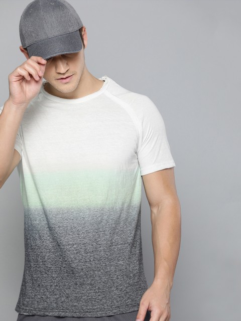 

SINGLE Men White & Charcoal Grey Dyed Round Neck T-shirt