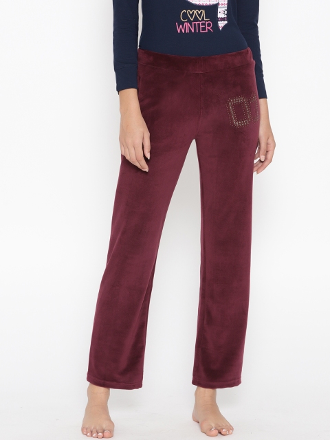 

Sweet Dreams Women Burgundy Solid Suede Finish Lounge Pants
