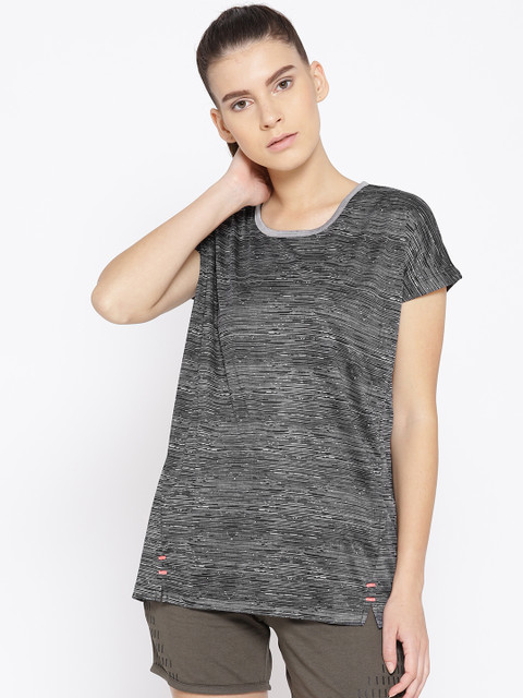 

Sweet Dreams Women Charcoal Grey Printed Round Neck Workout T-shirt