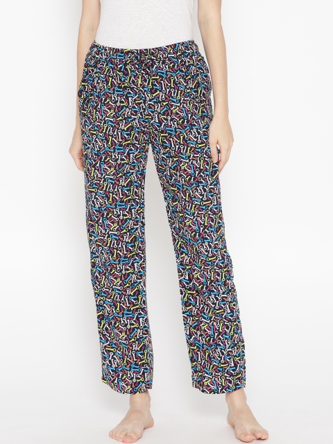 

Sweet Dreams Women Black & Blue Printed Lounge Pants