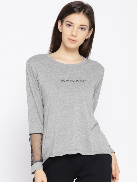 

Sweet Dreams Women Grey Melange Solid Lounge T-shirt