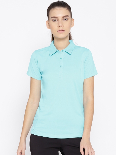 

Sweet Dreams Women Blue Solid Polo Collar Workout T-shirt