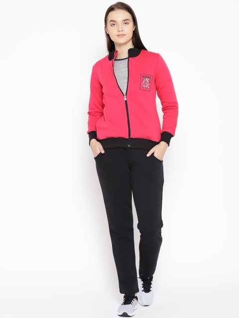 

Sweet Dreams Women Pink & Black Solid Tracksuit