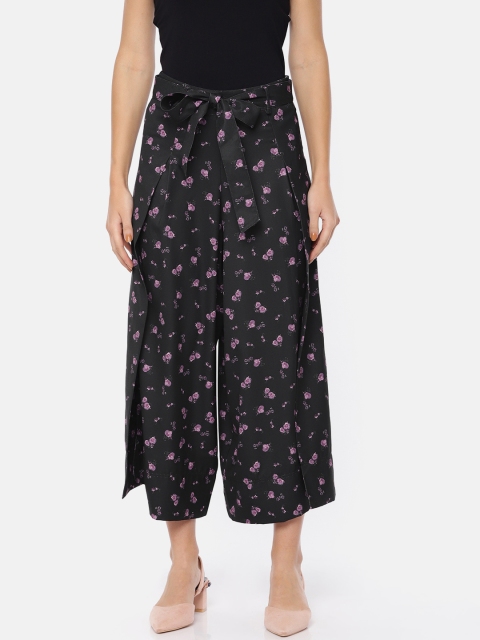 

HERE&NOW Women Black Loose Fit Printed Regular Trousers