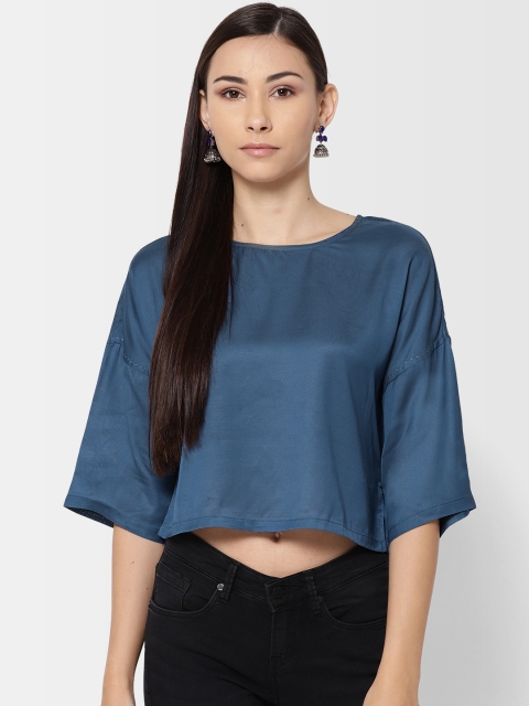 

Fabindia Women Teal Blue Solid Top