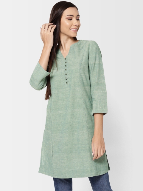 

Fabindia Women Green Solid Tunic