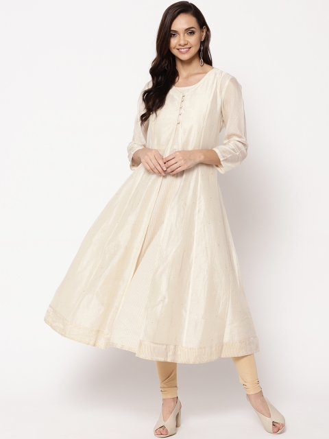 

Fabindia Women Off-White Woven Design Anarkali Kurta