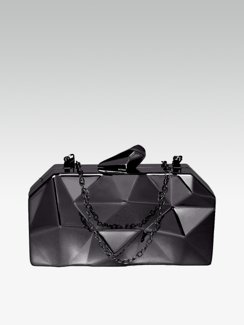 

20Dresses Gunmetal-Toned Solid Box Clutch, Metallic