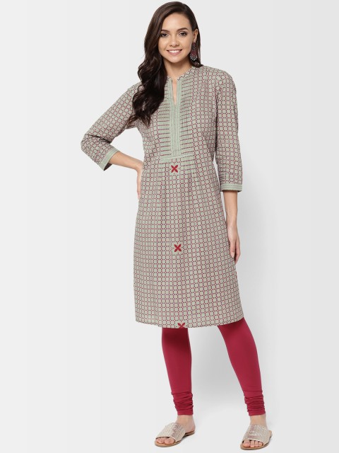 

Fabindia Women Green & Purple Printed A-Line Kurta