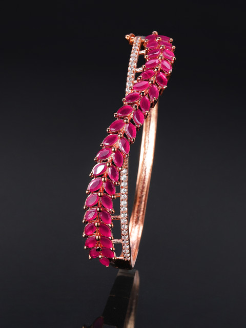 

Rubans Pink Rose Gold-Plated Handcrafted CZ-Studded Bracelet