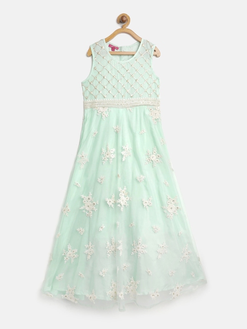 

Biba Girls Green & White Embroidered Maxi A-Line Dress